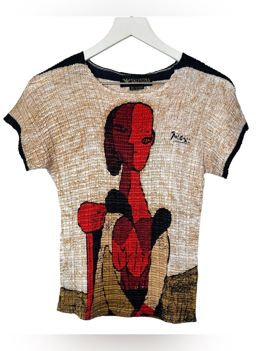 Valentina Top Womens One Size PICASSO art To Wear Crinkle 90s y2k Eclectic Shirt